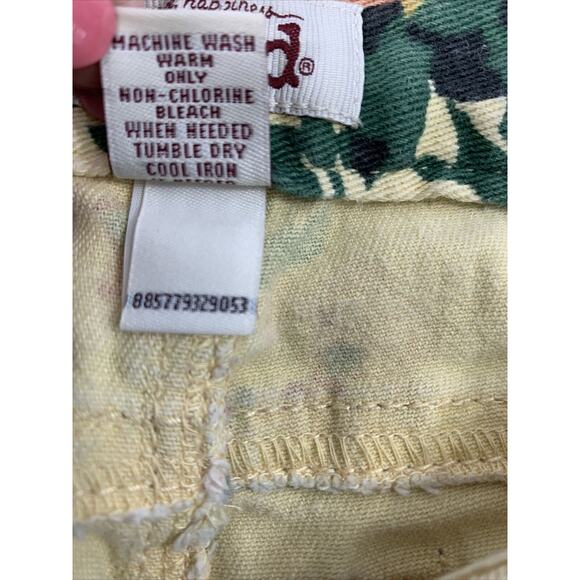 Mudd Denim Shorts Juniors 7 Yellow Floral Lace Shorttail Booty Cut Offs Distress - Picture 7 of 10